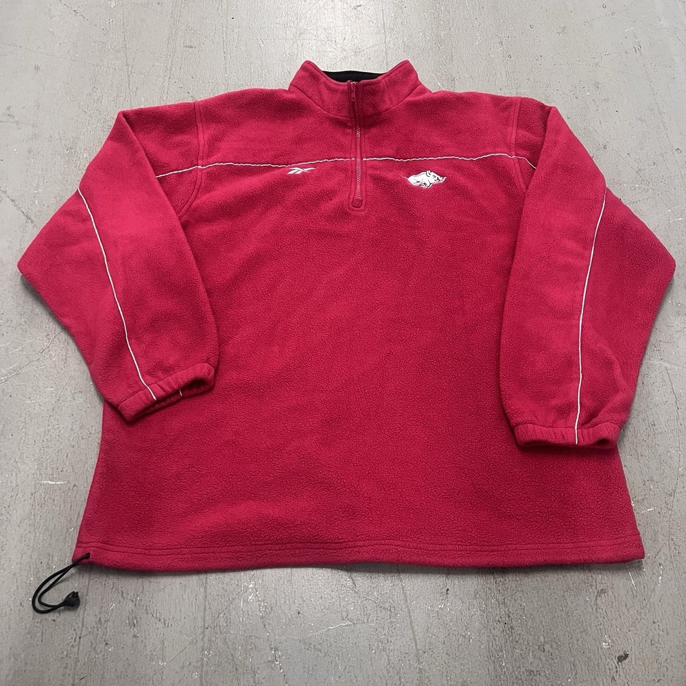 Reebok Arkansas Razorbacks 2XL Red Fleece Quarter‎ Zip Pullover Sweatshirt